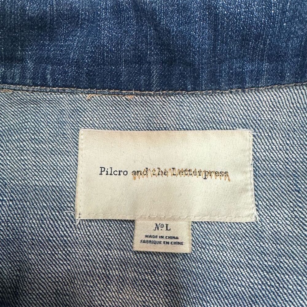 EUC Pilcro Women's Blue Denim Jean Jacket Size L Button-Front - Picture 8 of 8